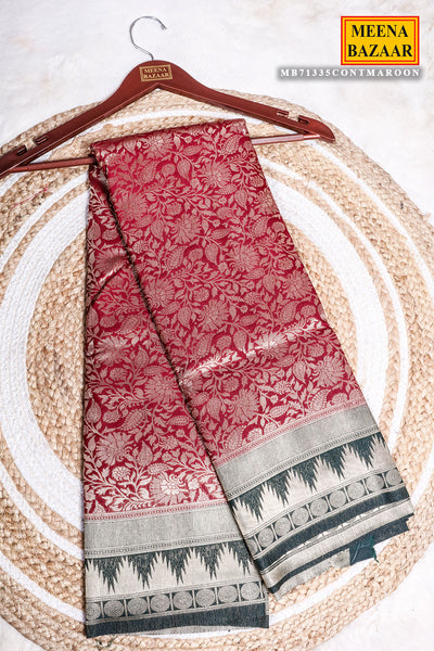 Maroon South Silk Zari Woven Saree