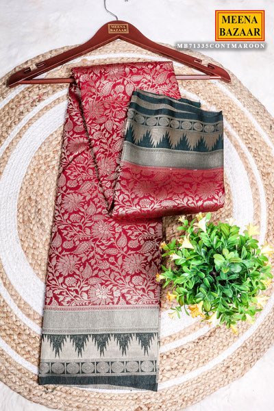 Maroon South Silk Zari Woven Saree