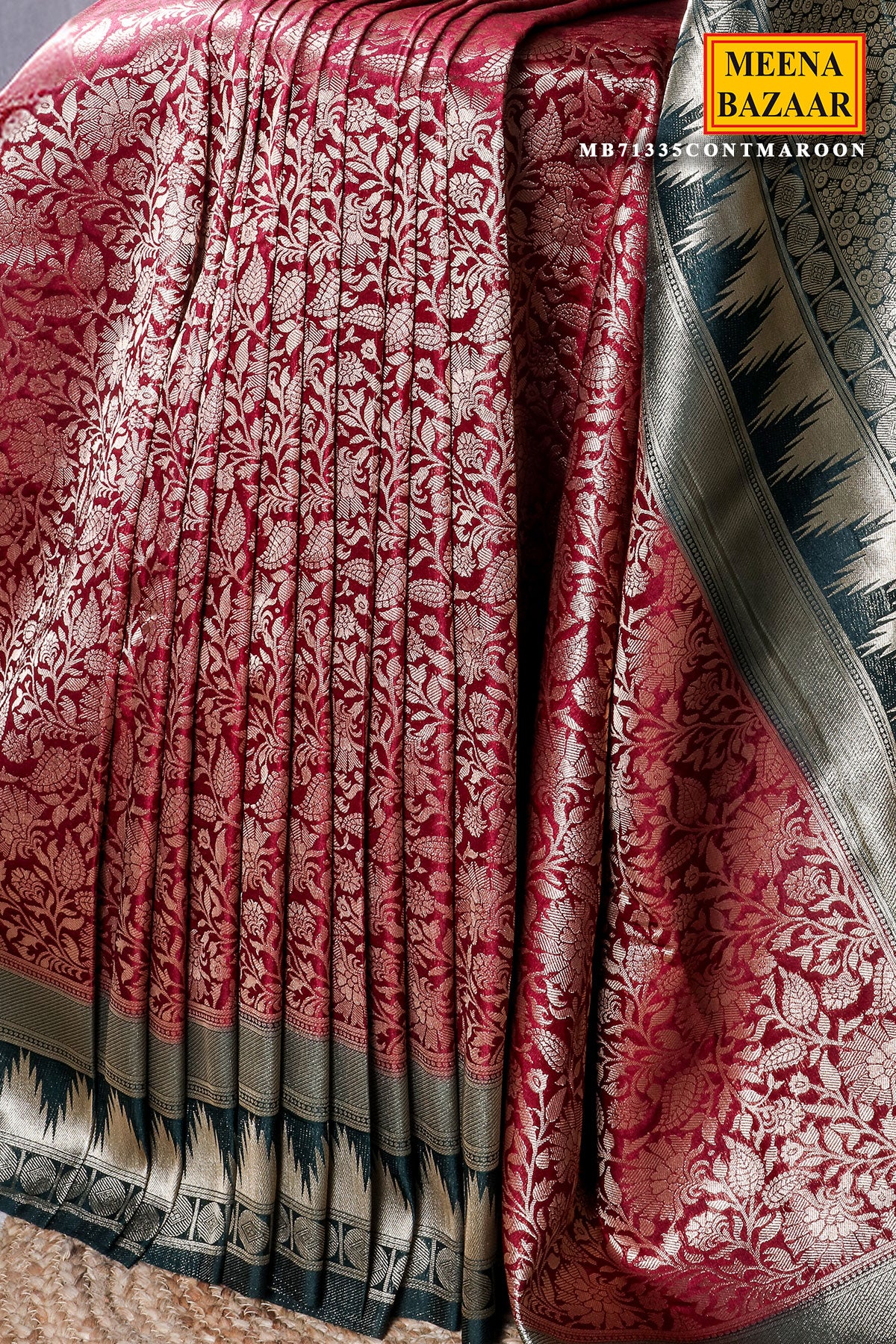 Maroon South Silk Zari Woven Saree