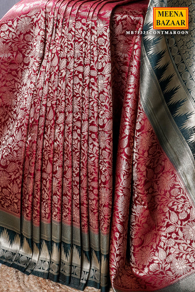 Maroon South Silk Zari Woven Saree