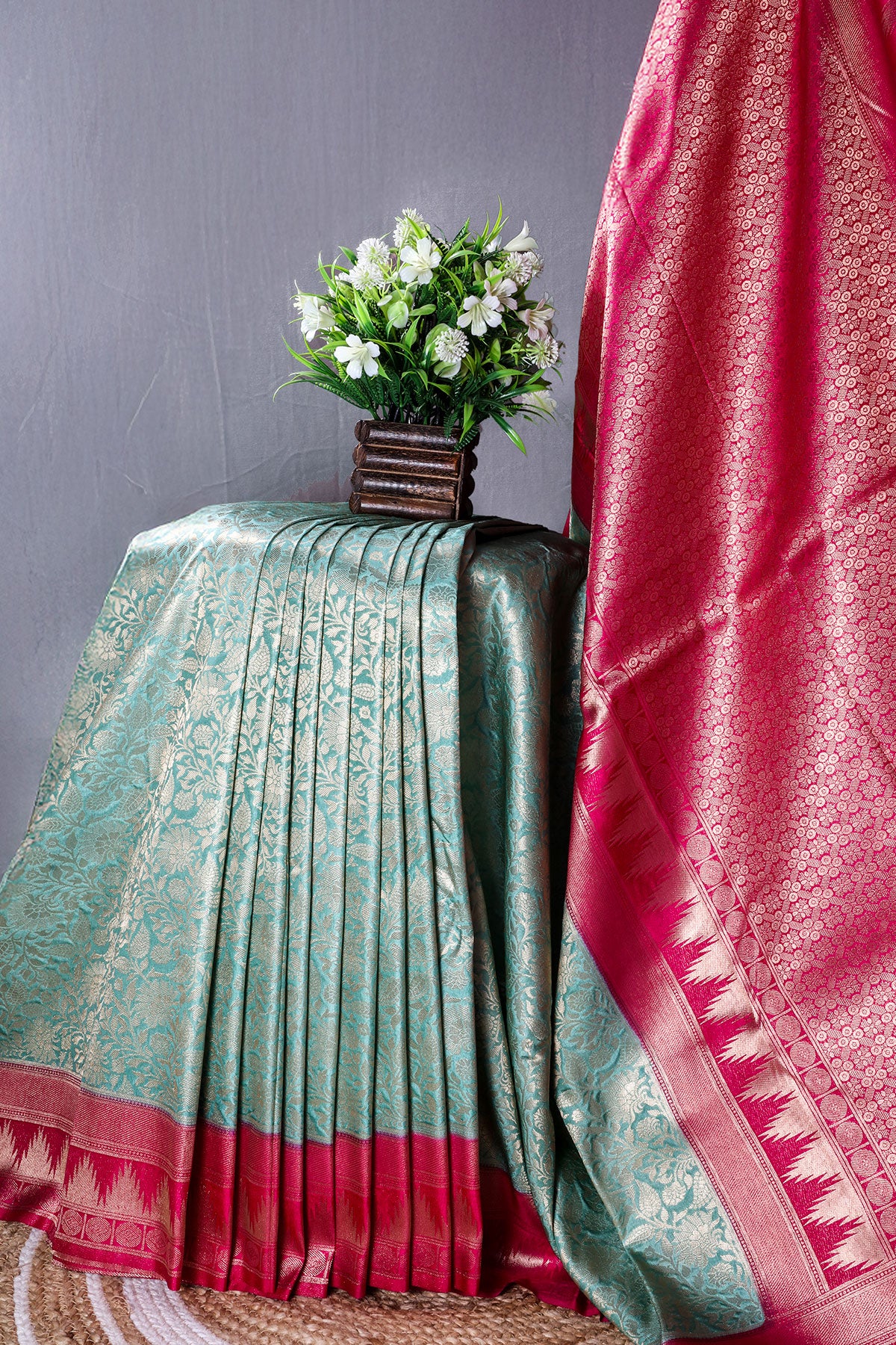 Sea Green South Silk Zari Woven Saree