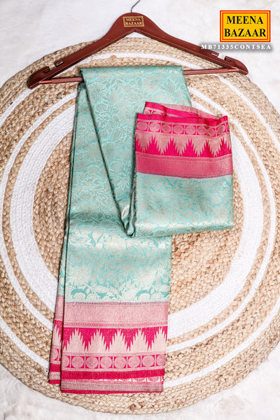 Sea Green South Silk Zari Woven Saree
