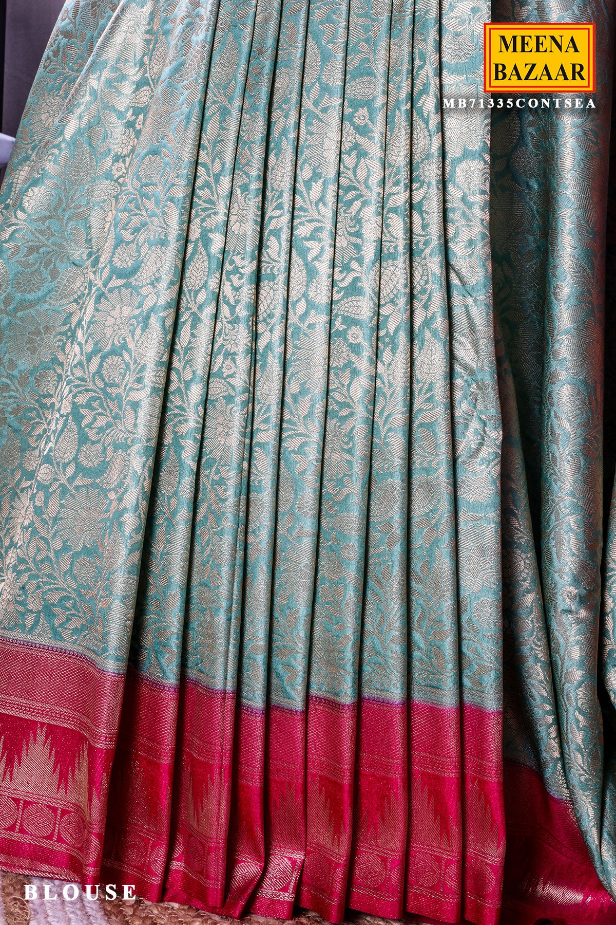 Sea Green South Silk Zari Woven Saree