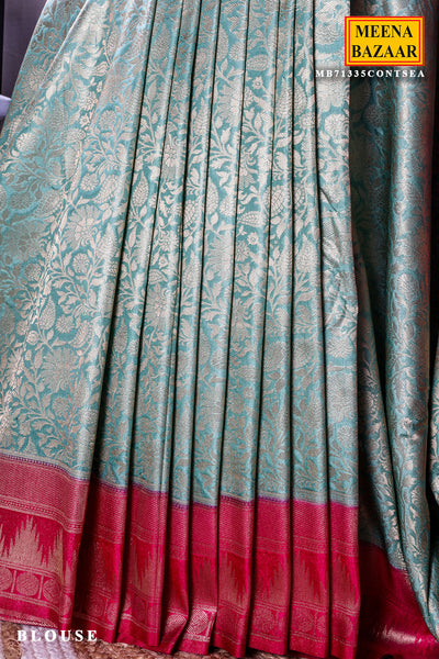 Sea Green South Silk Zari Woven Saree