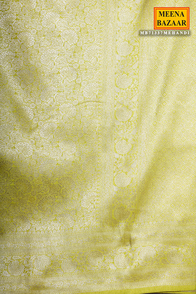 Mehandi South Silk Zari Woven Saree