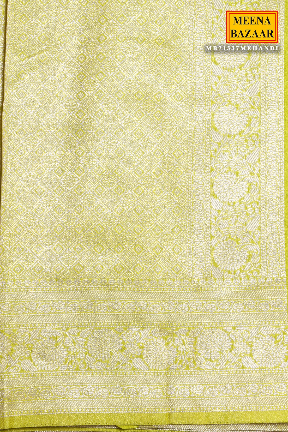 Mehandi South Silk Zari Woven Saree