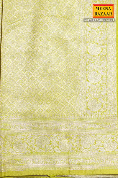 Mehandi South Silk Zari Woven Saree