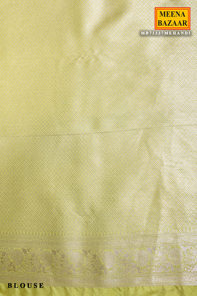 Mehandi South Silk Zari Woven Saree