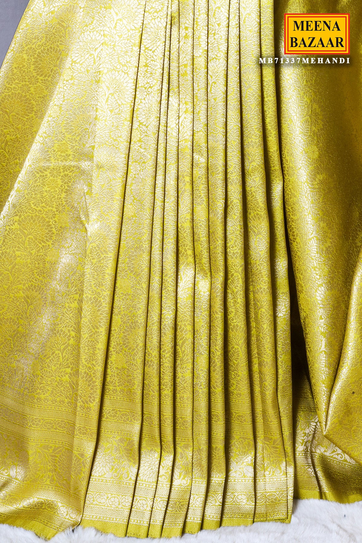 Mehandi South Silk Zari Woven Saree