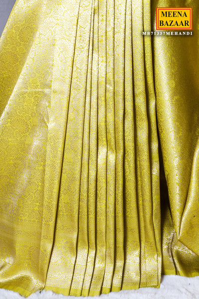 Mehandi South Silk Zari Woven Saree
