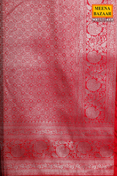 Red South Silk Zari Woven Saree
