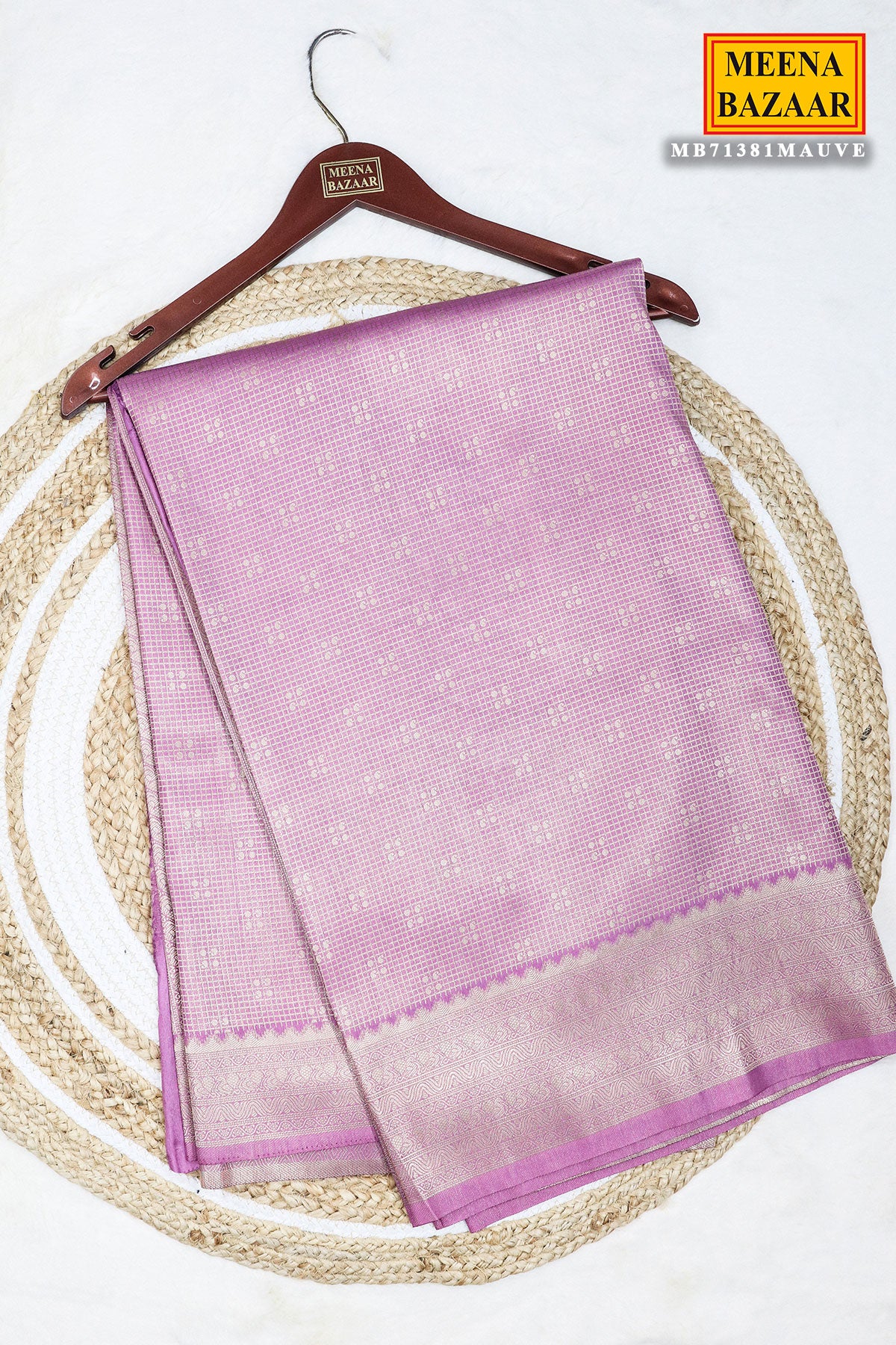 Mauve Silk Zari Woven Printed Saree