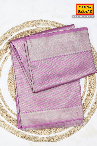 Mauve Silk Zari Woven Printed Saree