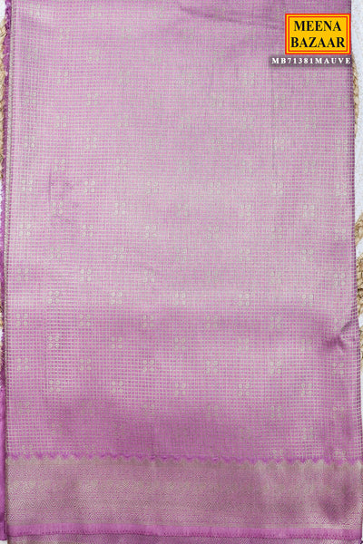 Mauve Silk Zari Woven Printed Saree