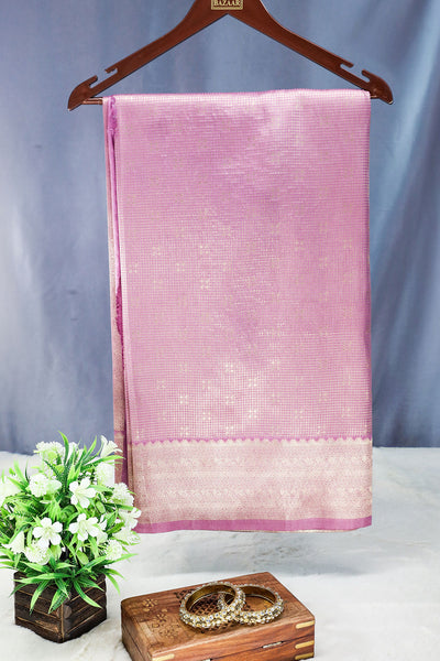 Mauve Silk Zari Woven Printed Saree