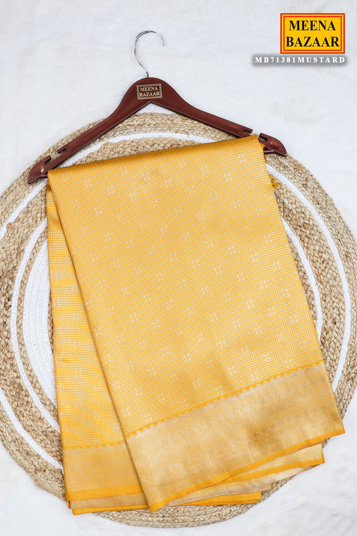 Mustard Silk Zari Woven Printed Saree