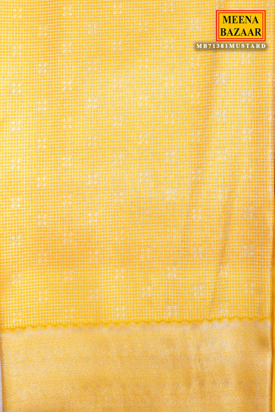 Mustard Silk Zari Woven Printed Saree