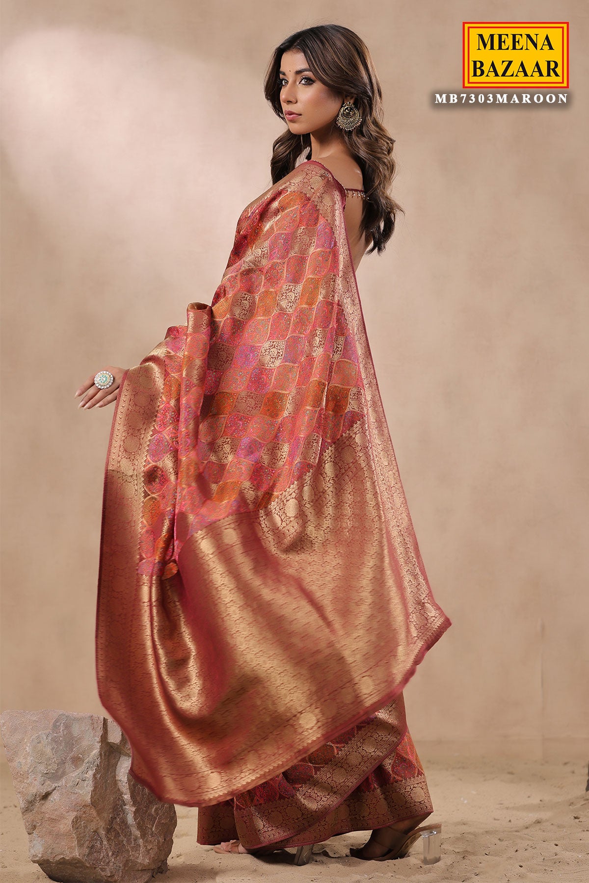 Maroon Banarasi Silk Zari Woven Saree