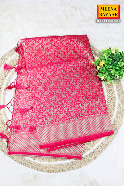 Rani Silk Zari Weaving Saree With Tassels