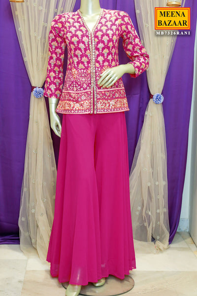 Rani Georgette Posh Threadwork and Sequins Embroidered Sharara Suit Set
