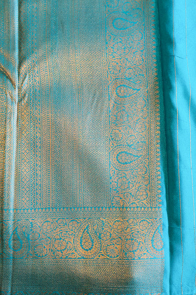 Firozi Blended Silk Zari Woven Saree