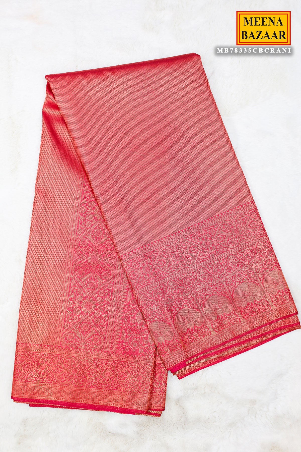 Rani Silk Blend Zari Woven Border Saree