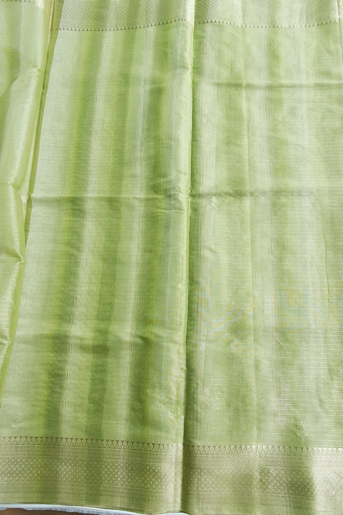 Pista Cotton Woven Embroidered Saree