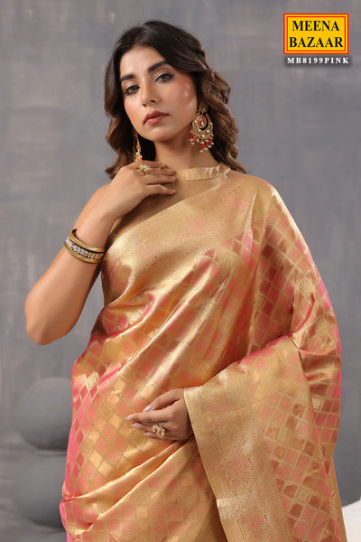 Pink Organza Silk Weaving Saree