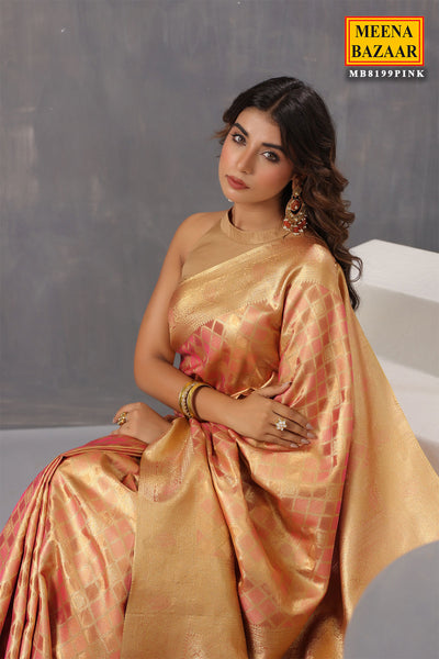 Pink Organza Silk Weaving Saree