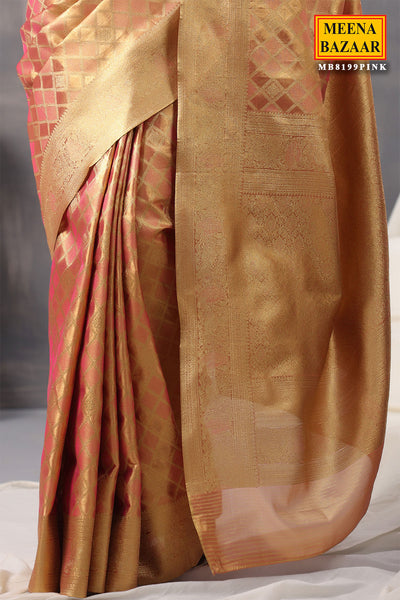 Pink Organza Silk Weaving Saree