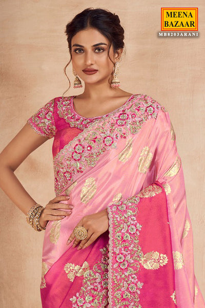 Rani Viscose Tissue Zari Thread Embroidered Saree