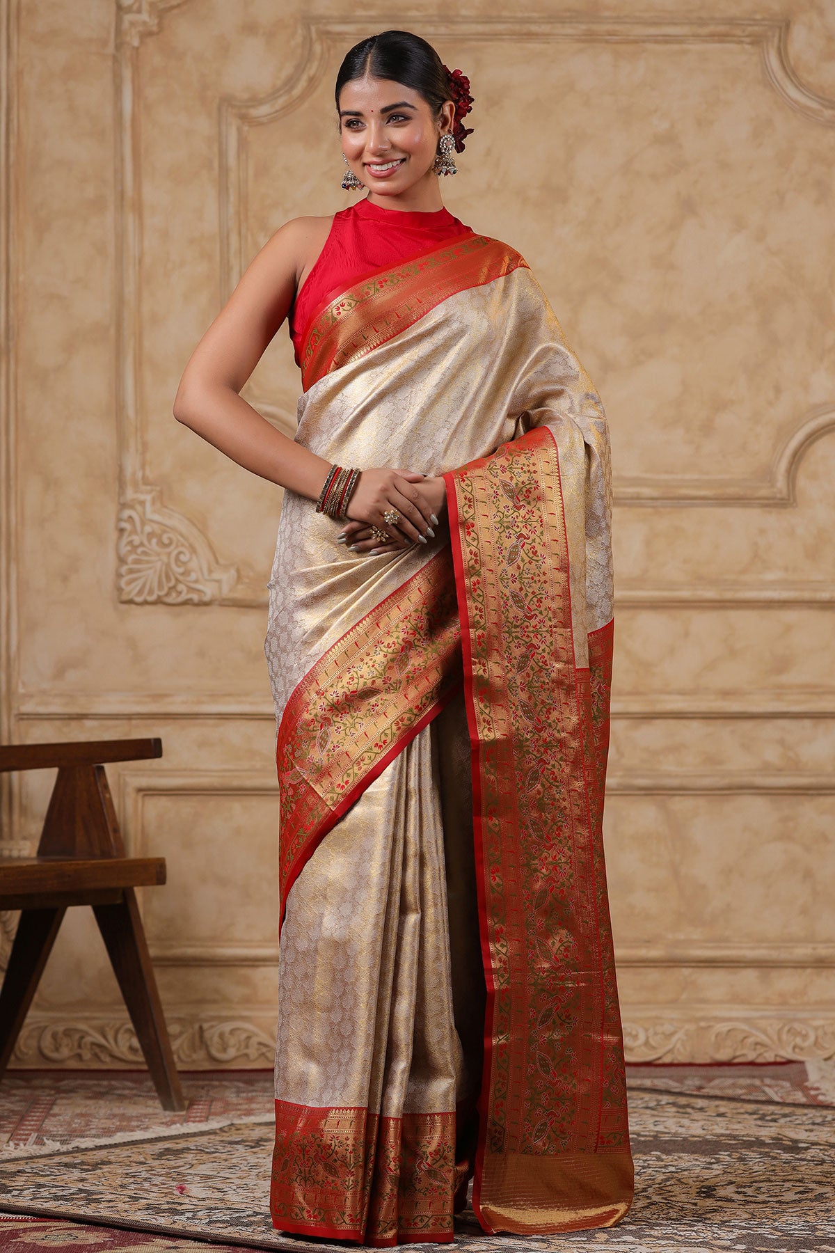 Tussar Banarasi Silk Weaving Saree