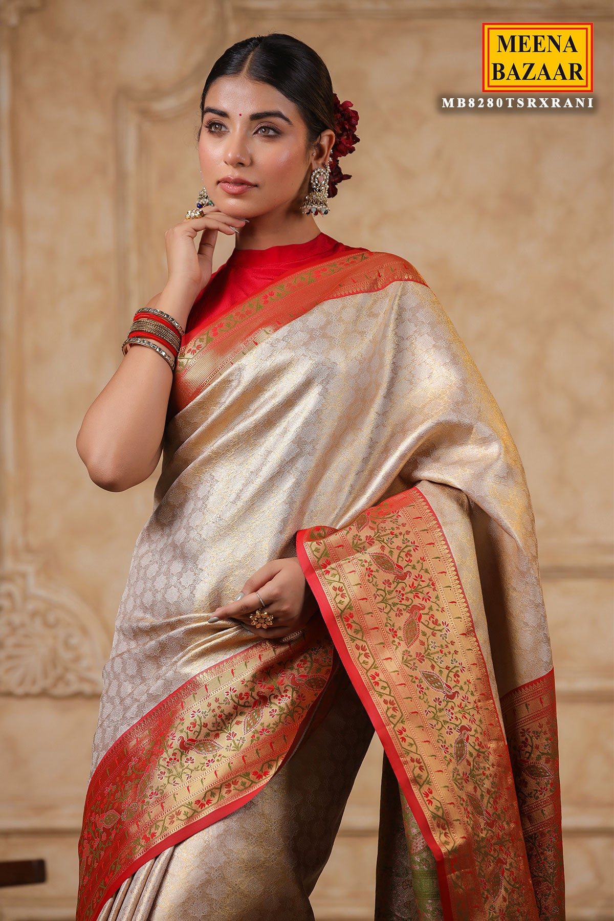 Tussar Banarasi Silk Weaving Saree