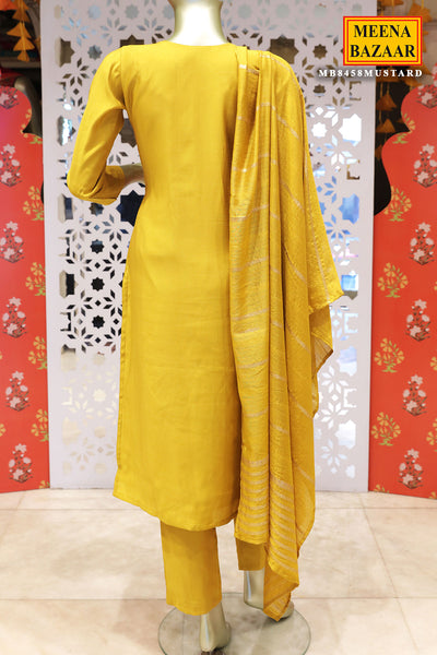 Mustard Muslin Cut Dana, Sequin Embroidered Suit Set