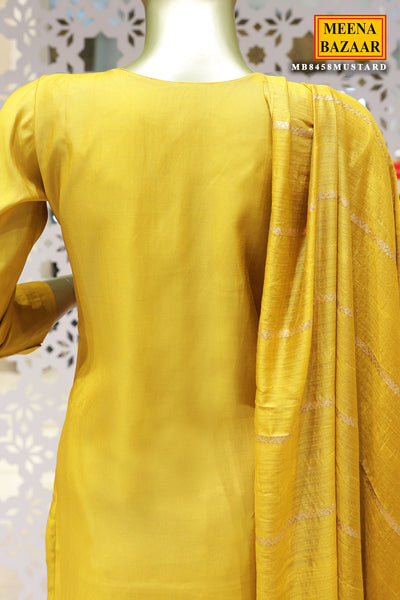 Mustard Muslin Cut Dana, Sequin Embroidered Suit Set