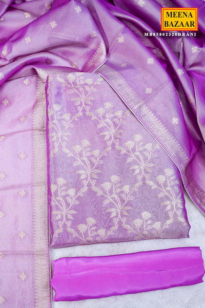 Onion Pink Tissue Zari Weaving Unstitched Suit