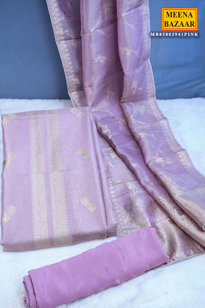 Mauve Tissue Zari Weaving Unstitched Suit