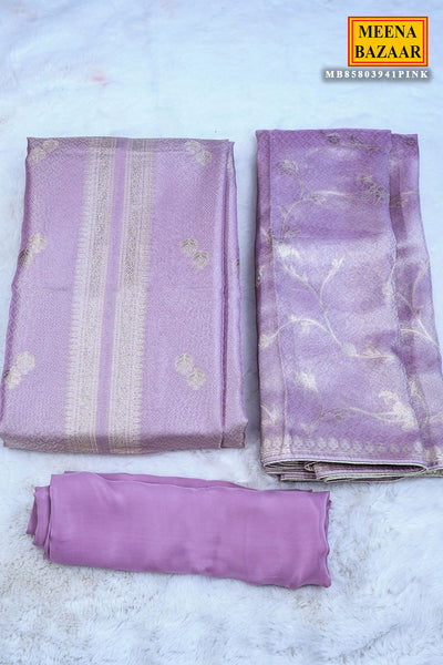 Mauve Tissue Zari Weaving Unstitched Suit