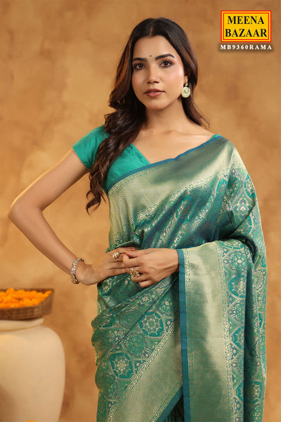 Rama Banarasi Silk Floral Zari Weaving Saree