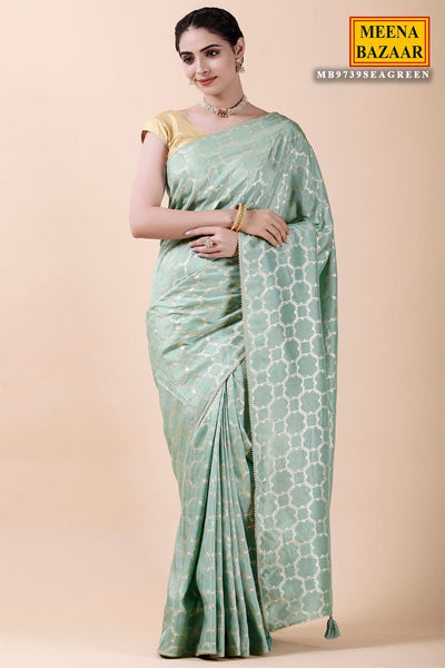 Sea Green Silk Woven Saree