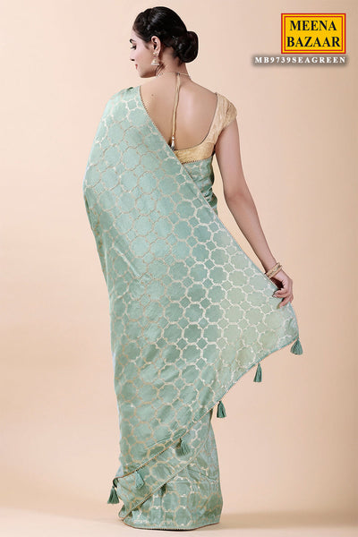 Sea Green Silk Woven Saree