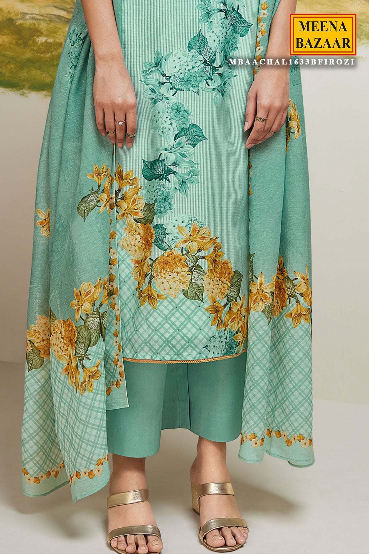 Firozi Cotton Floral Printed Suit Set