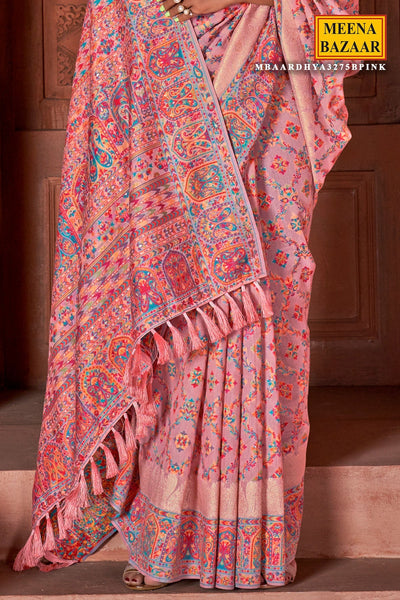 Pink Chanderi Cotton Woven Saree