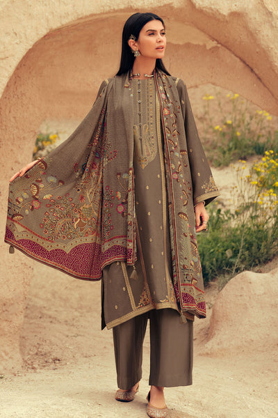 Tussar Modal Silk Zari Embroidered Suit Set