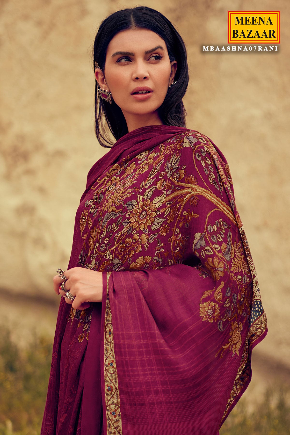 Rani Modal Silk Zari Embroidered Suit Set