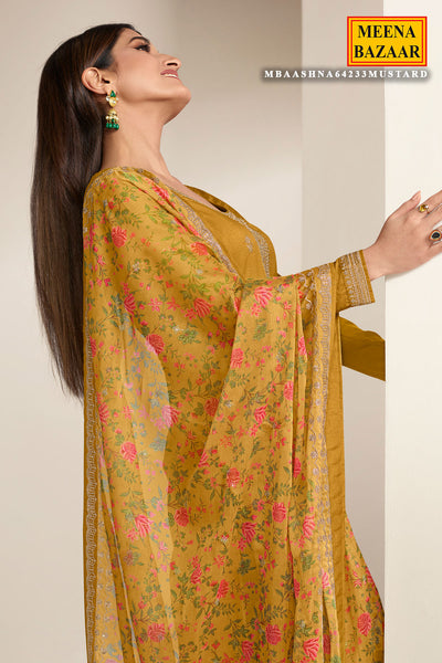 Mustard Modal Silk Embroidered Suit Set