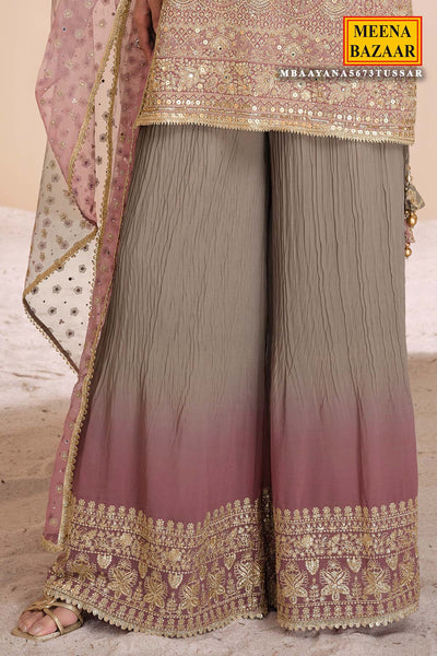 Tussar Zari Sequin Embroidered Georgette Suit Set