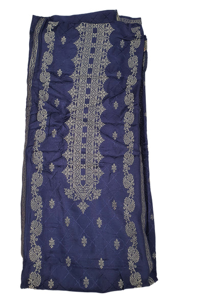 Navy Digital Printed Viscose Pashmina Jacquard Suit Set