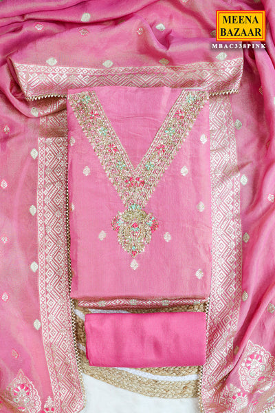 Pink Tissue Cut-dana Embroidered Unstitched Suit