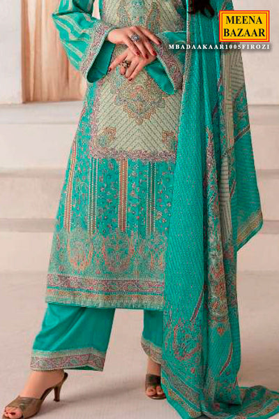Firozi Pashmina Silk Woven Suit Set